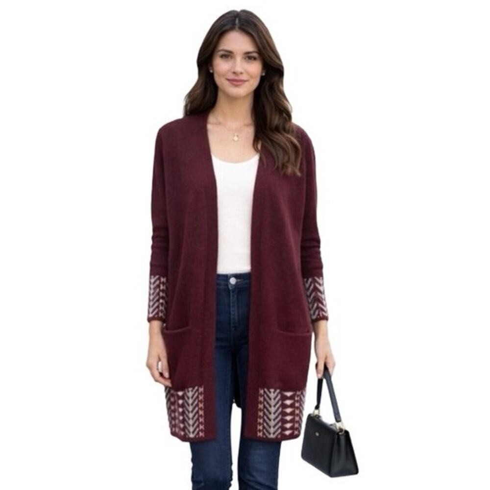 NWT Frye Women’s Open Front Cozy Cardigan Maroon Size Medium